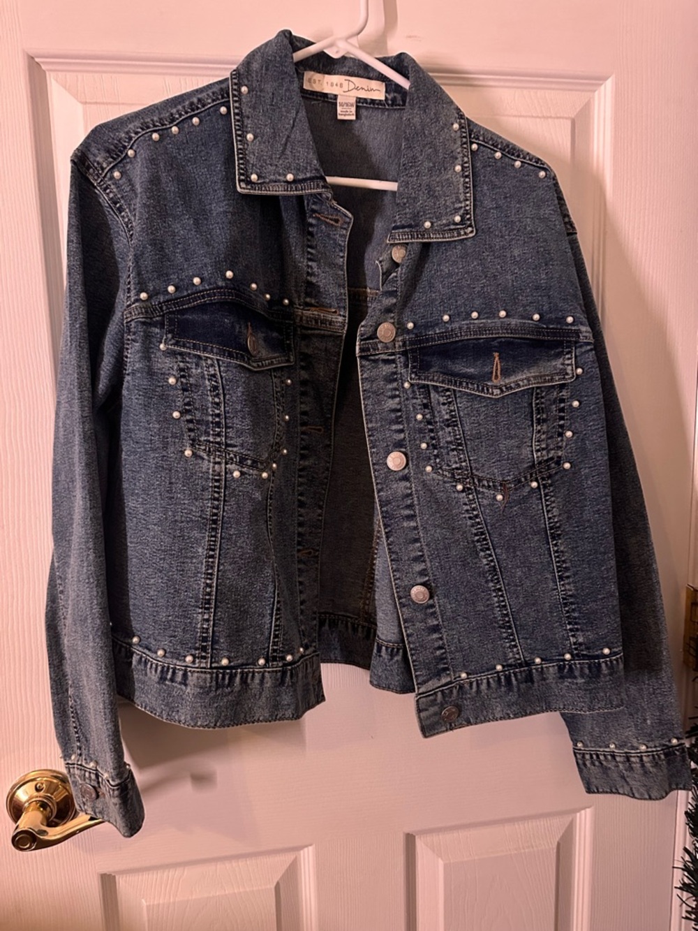 a new day Dark Blue Jean Jacket with Silver Studs